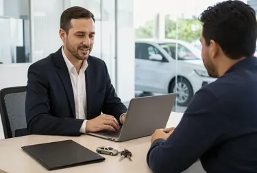 Profissional explicando processo de licenciamento a cliente.
